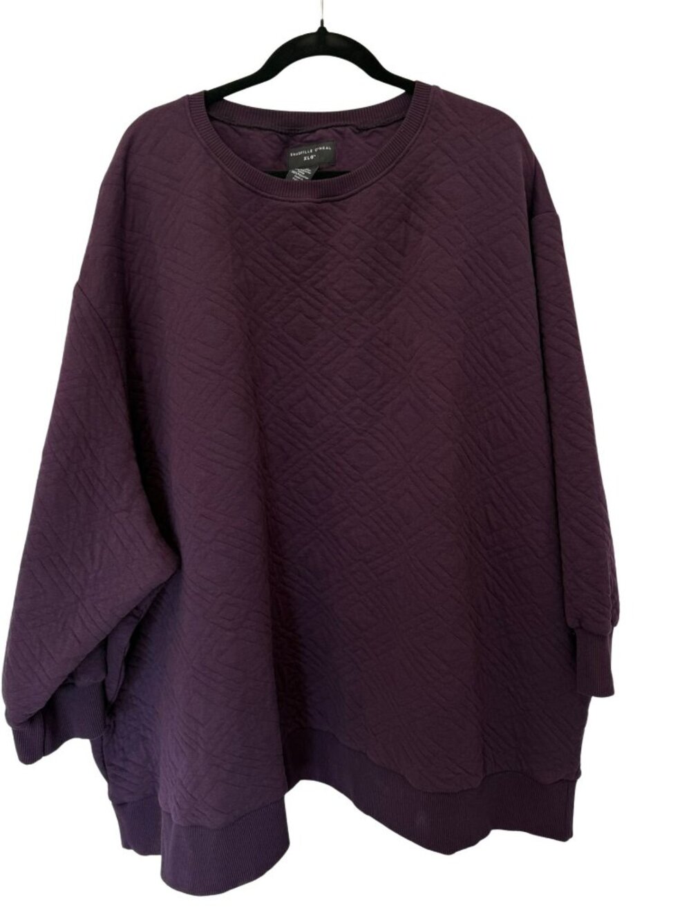 Shaquille O'Neal XLG Men's 6XL Plum Quilted Crewneck Sweatshirt